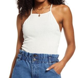 BP | Ribbed Tie Back Crop Tank In Ivory